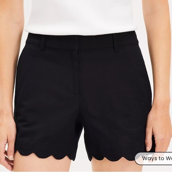 Loft Rivera Short Black Scalloped Trim size 2 - Picture 1 of 13